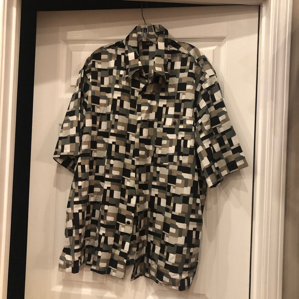 Alan Stuart Dress Shirt XL Black an gray, vintage